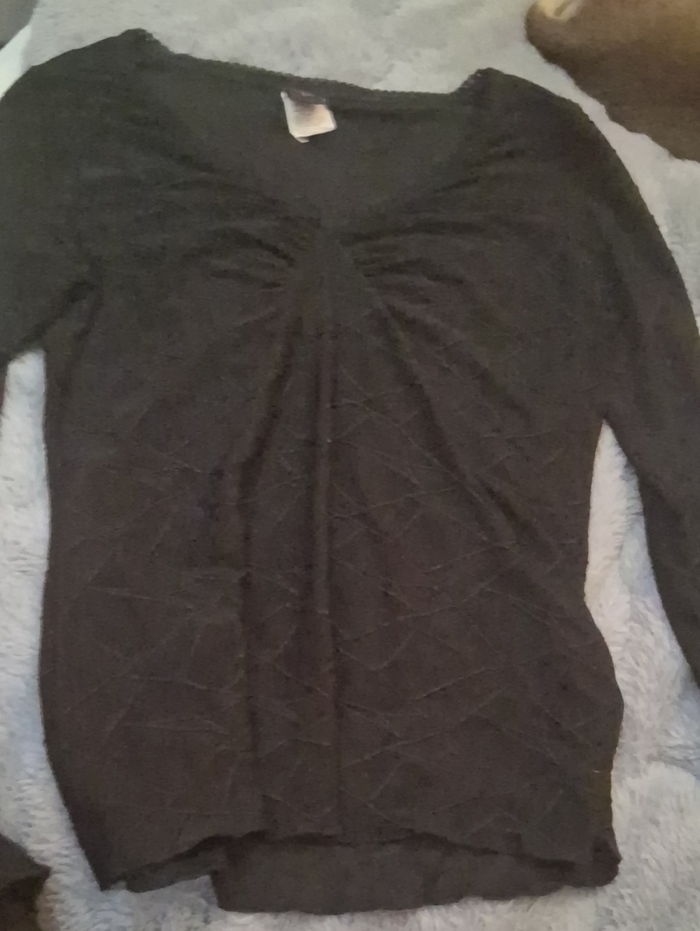 Wrapper Black Long Sleeve Ruched Front Top
